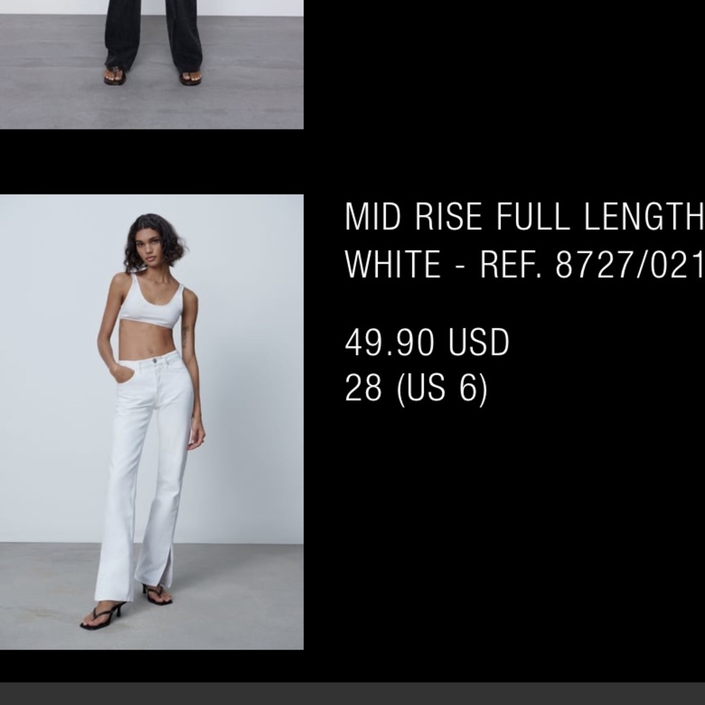 Zara white jean with slits! Size 6/28